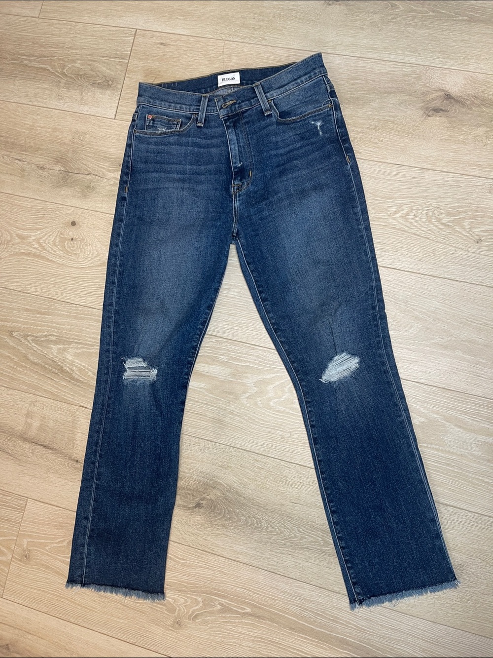 Hudson  Blair High Rise Straight Crop Dark Distressed Jean Size: 29